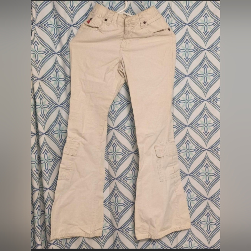 Mudd vintage 90s size 1 Juniors khaki light beige bell-bottom flare